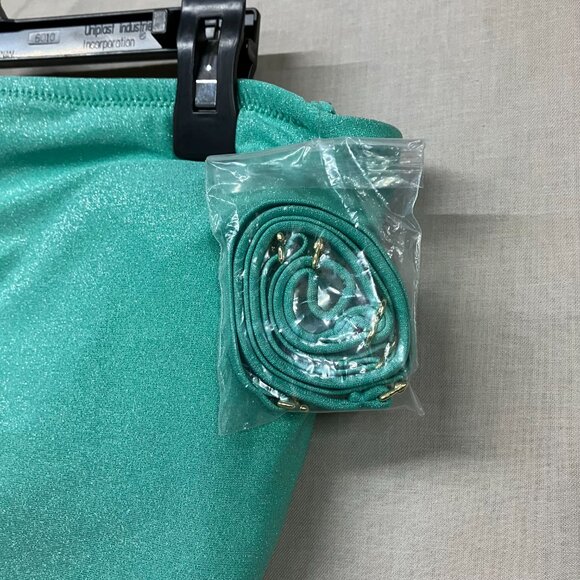 Shade & Shore Turquoise Green Sparkle Bandeau Medium Coverage One Piece Swimsuit - Picture 10 of 16